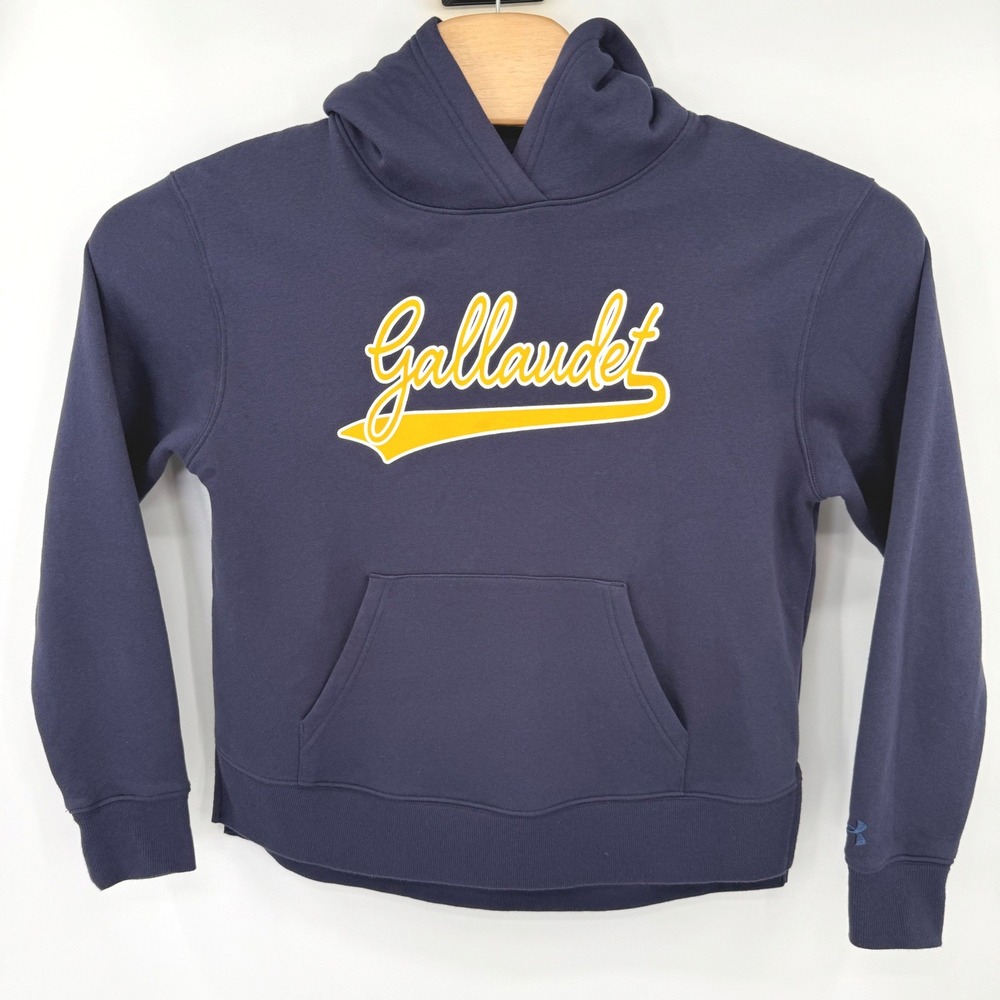 Under Armour Hoodie Women Small Navy Gallaudet University Graphic Pullover